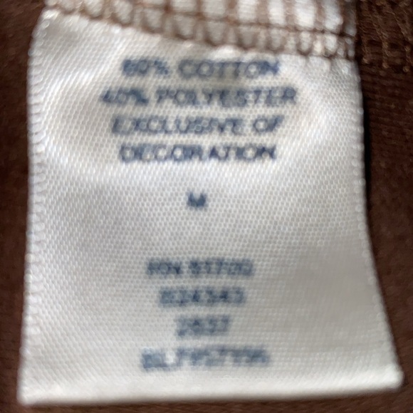 BLAIR mock turtleneck long sleeve chocolate brown embroidered crest fall size M - Picture 6 of 10